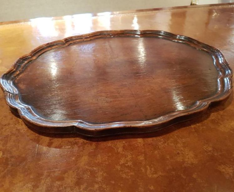 Antique Shaped Walnut Drinks Tray - Image 1
