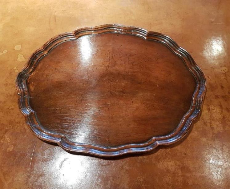 Antique Shaped Walnut Drinks Tray - Image 2