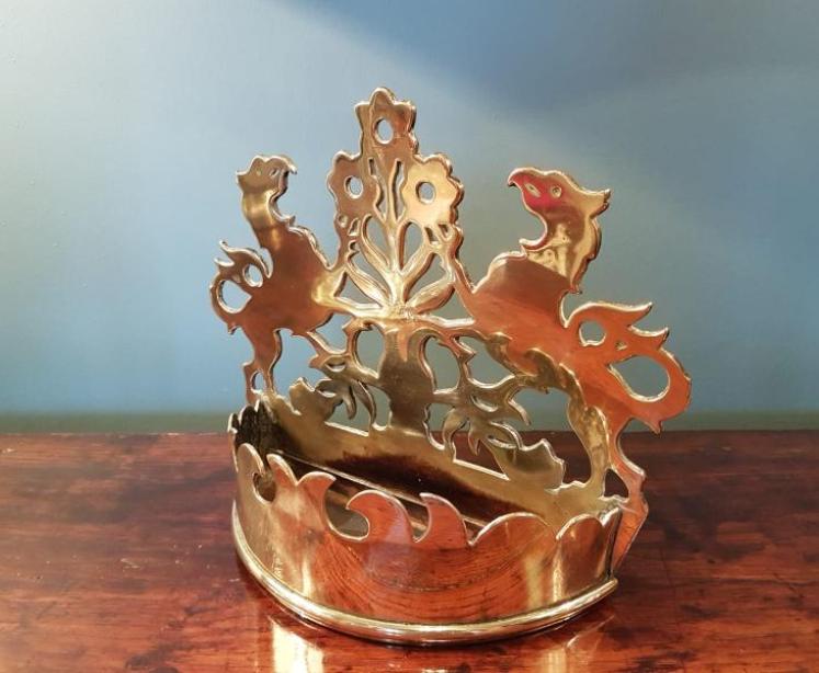 Superb Early Victorian Brass Wall Pocket - Image 2