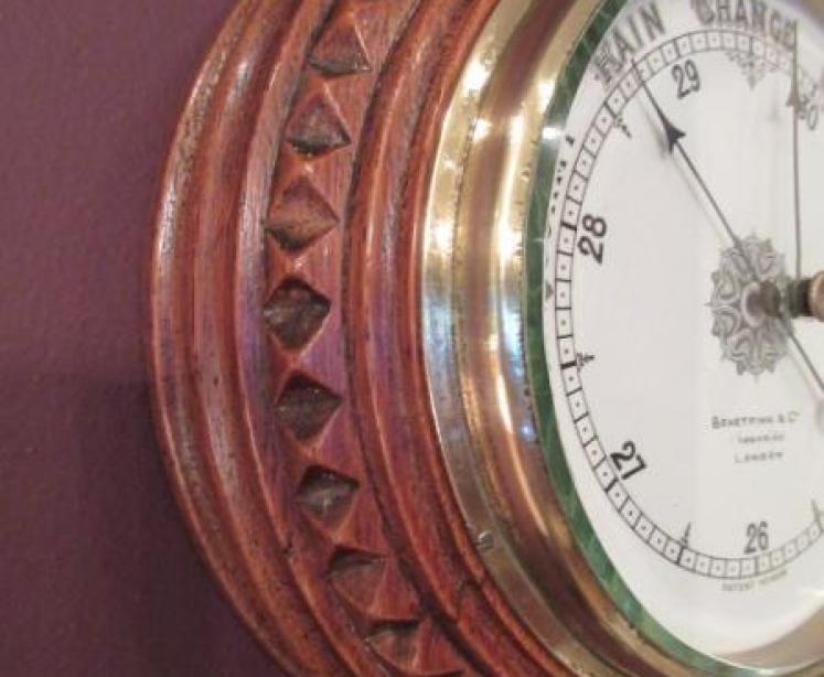 Antique Polished Oak Benetfink of London Barometer - Image 2