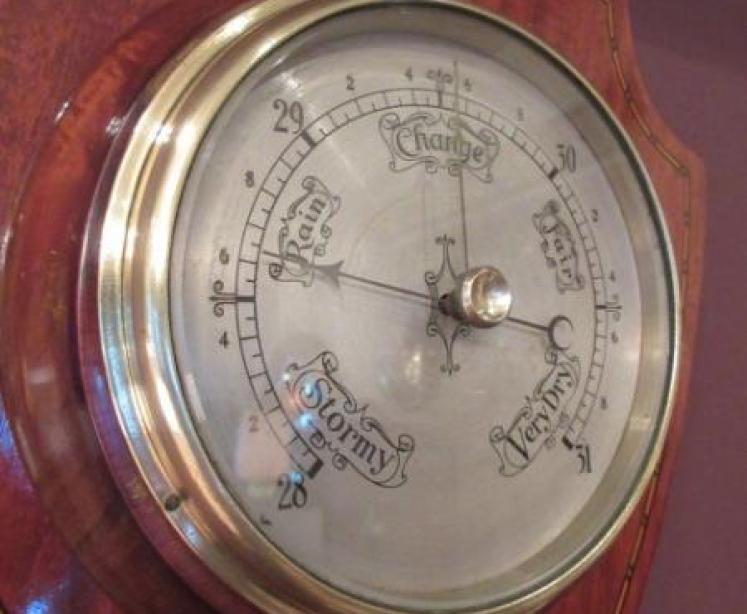 Antique Mahogany Sheraton Inlaid Barometer - Image 2