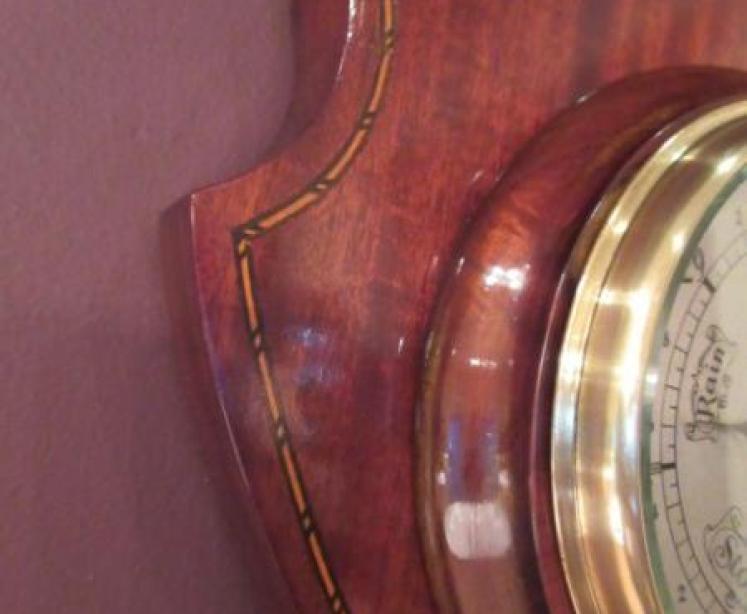 Antique Mahogany Sheraton Inlaid Barometer - Image 4