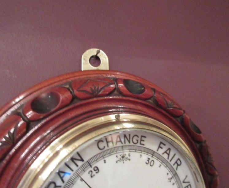 Antique Polished Walnut Deep Surround Barometer - Image 3