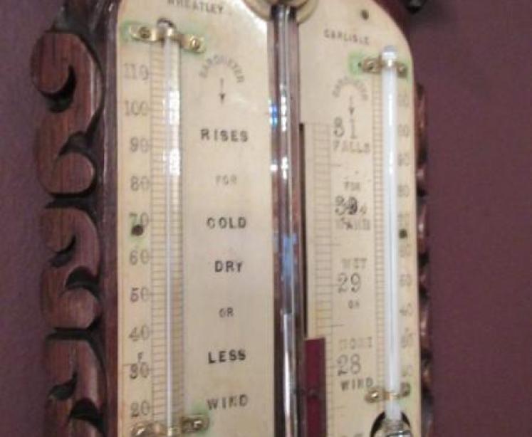 Antique Oak & Rosewood Carlisle Stick Barometer - Image 3