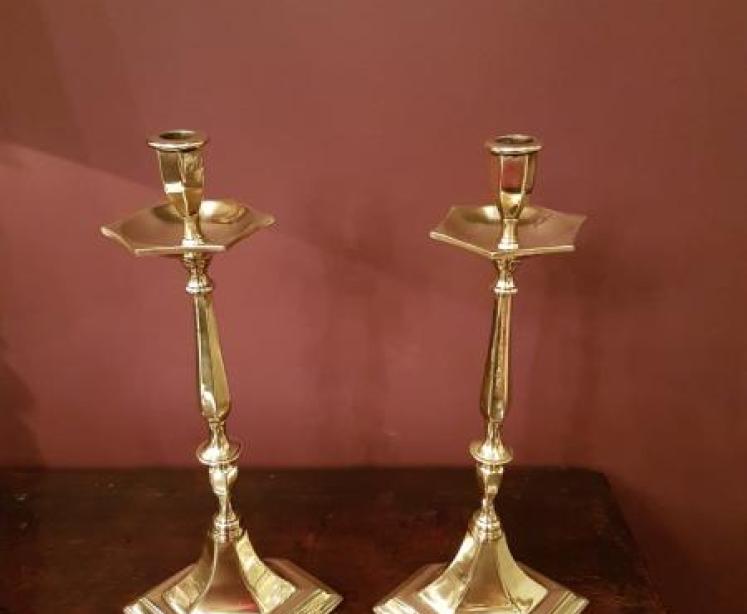 Pair of Regency Period Brass Candlesticks - Image 1