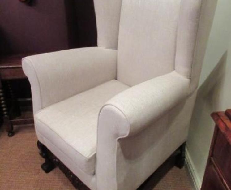 Victorian Upholstered Wing Back Armchair - Image 5
