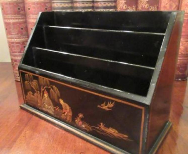 Antique Chinoiserie Lacquered Letter Rack - Image 5