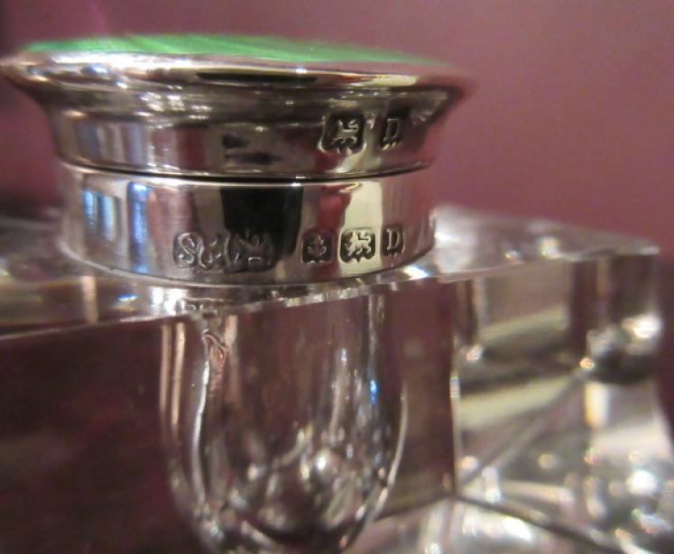 George V Period Silver & Enamel Inkstand - Image 5