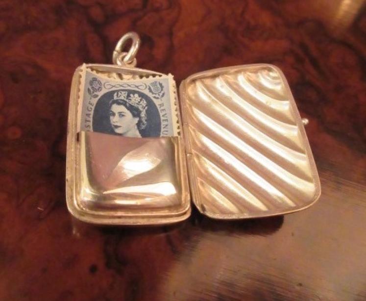 Victorian Antique Silver Fob Stamp Holder  - Image 1