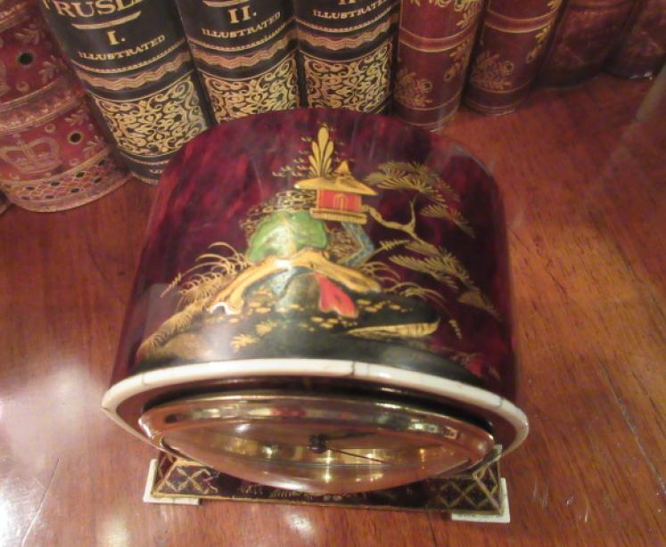 Antique Chinioserie Tortoiseshell Mantel Clock - Image 2