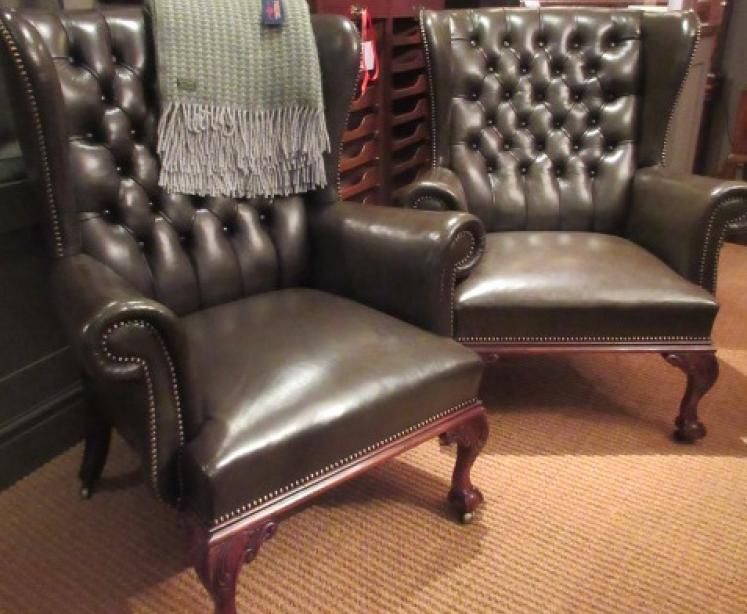 Superb Pair of Matching Victorian Leather Wing Armchairs - Image 1