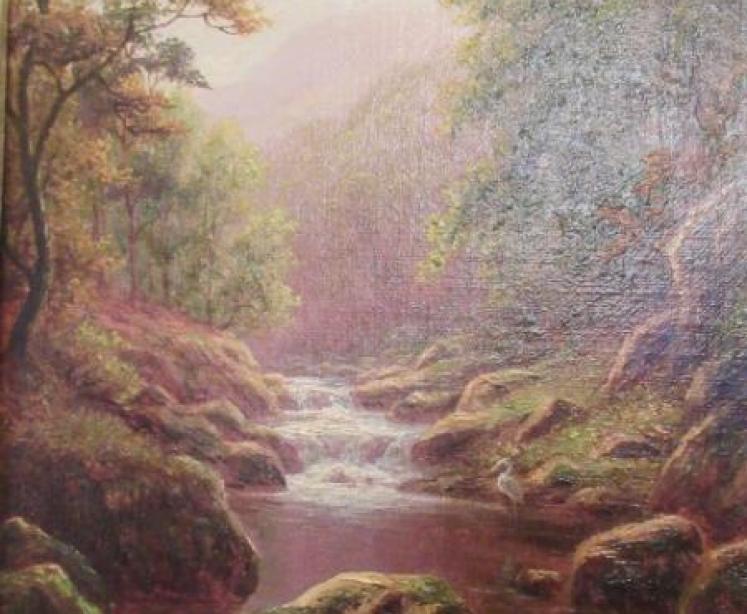 Fine Victorian Oil Painting 'On the Llugwy' North Wales - Image 2