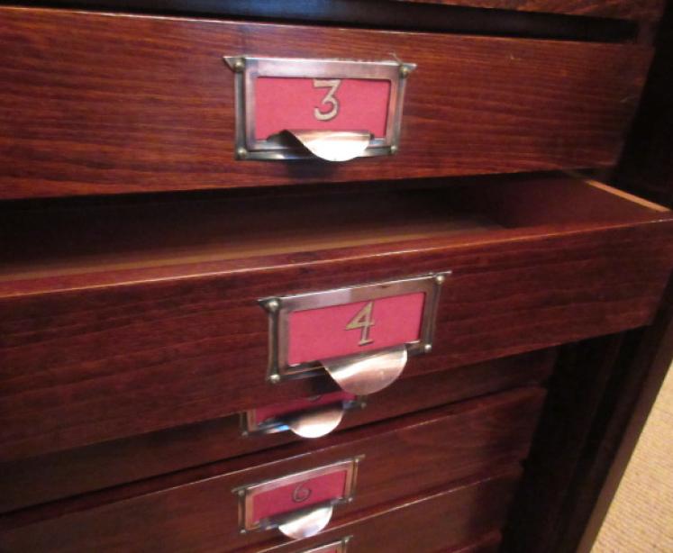 Antique Polished Mahogany Tambour Front Filing Cabinet - Image 2