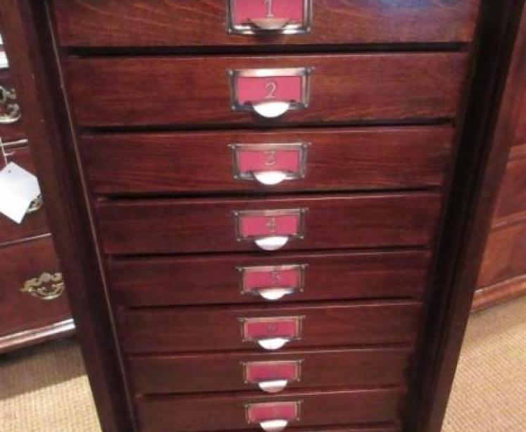 Antique Polished Mahogany Tambour Front Filing Cabinet - Image 5