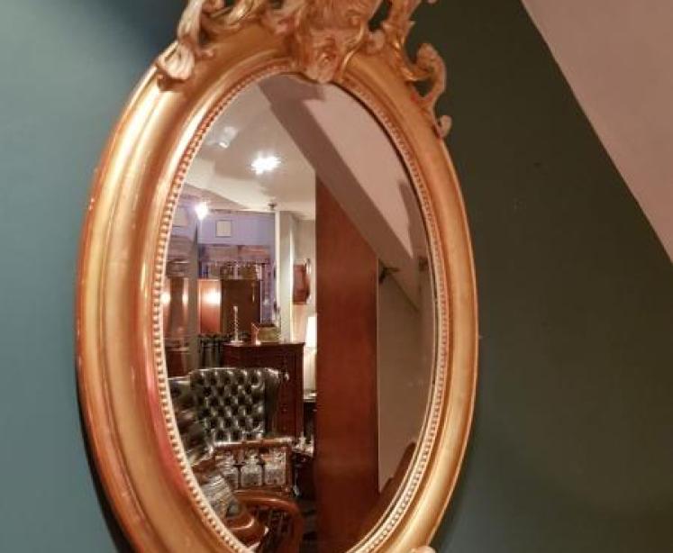 Superb Victorian Timber Gilt Oval Mirror - Image 2