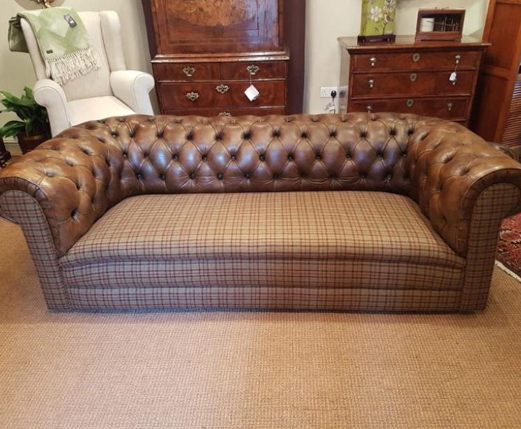 1930's Chesterfield Sofa with Original Hide Upholstery  - Image 2