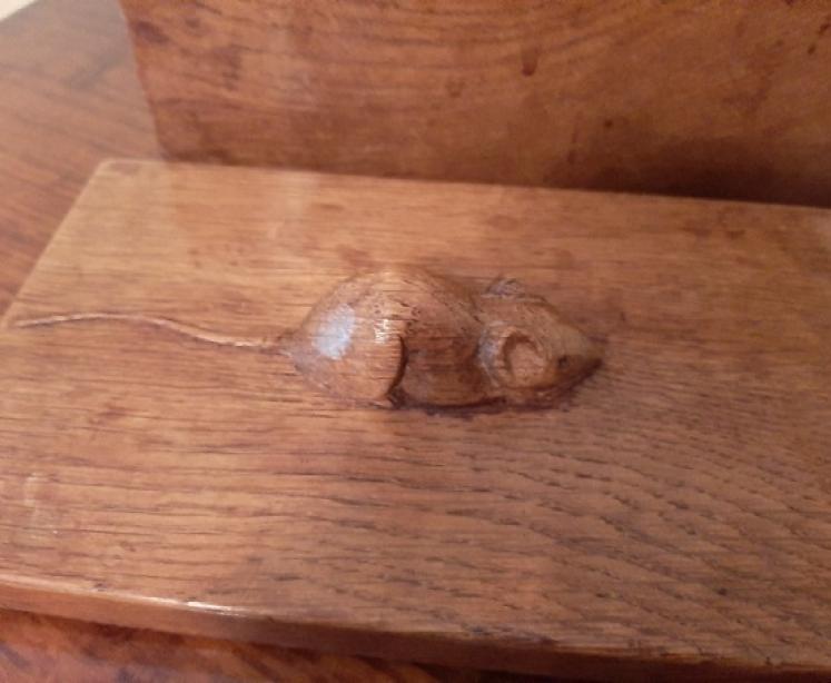 Early Mouseman Adzed Oak Lidded Box - Image 5