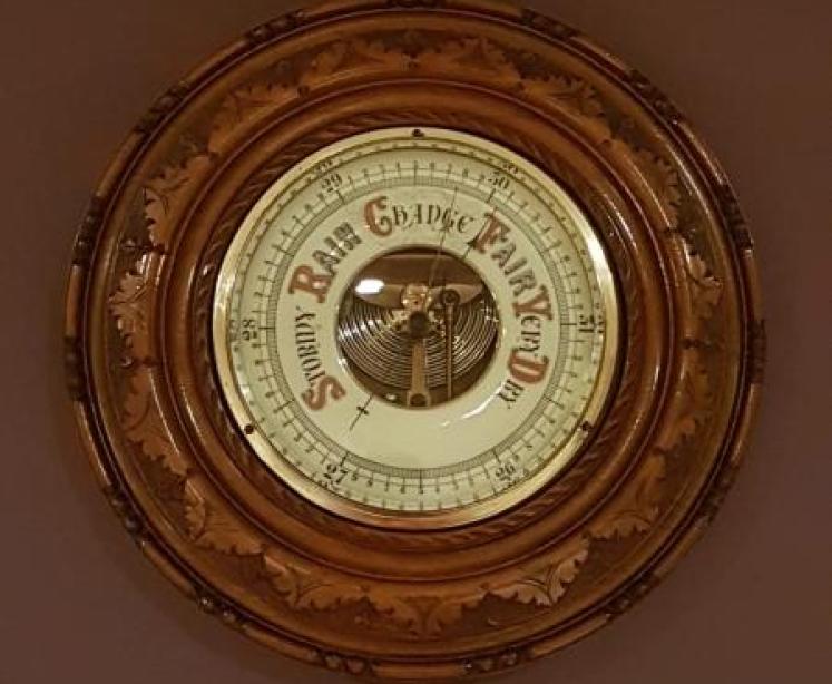 Superb Large Victorian Carved Walnut Skeletonised Android Barometer - Image 1