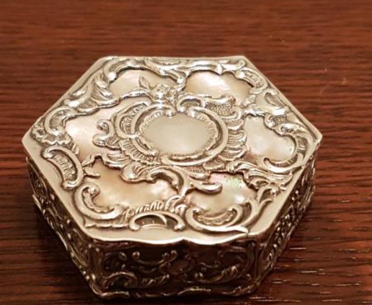 Victorian Silver and Mother of Pearl Box - Image 1