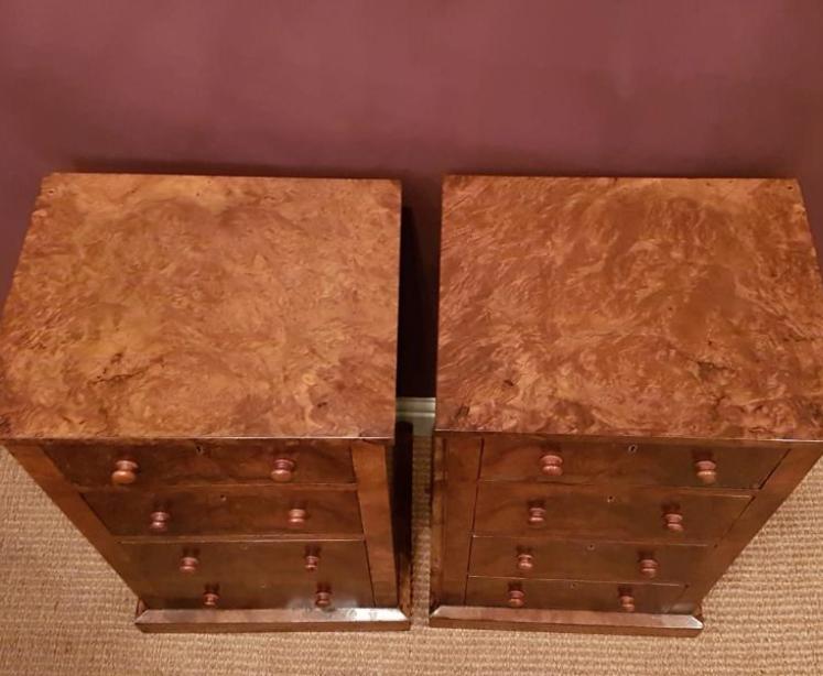 Pair of Antique Victorian Burr Walnut Bedside Chests - Image 3