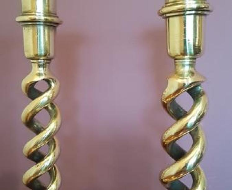 Pair of Victorian Barley Twist Candlesticks - Image 2