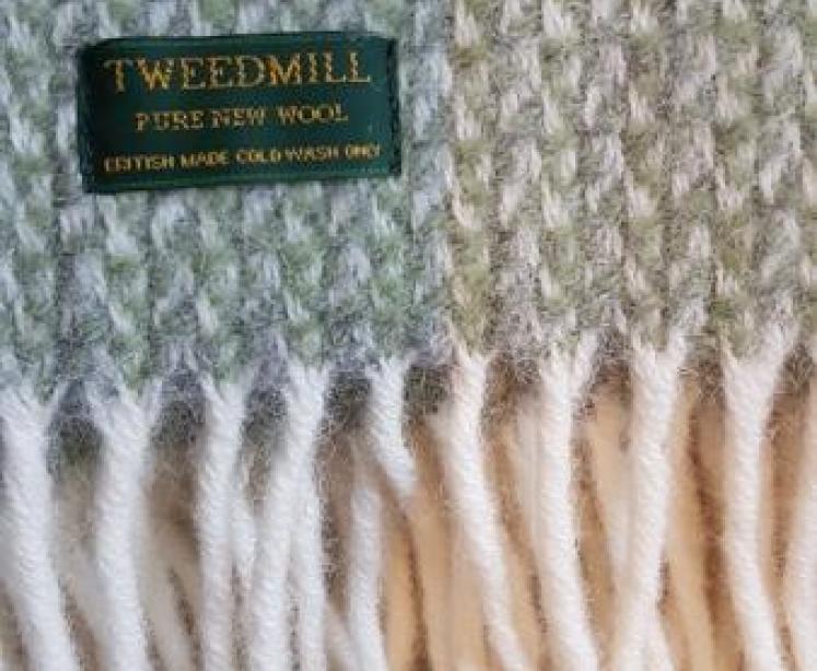 Tweedmill Illusion Green & Grey Throw  - Image 2