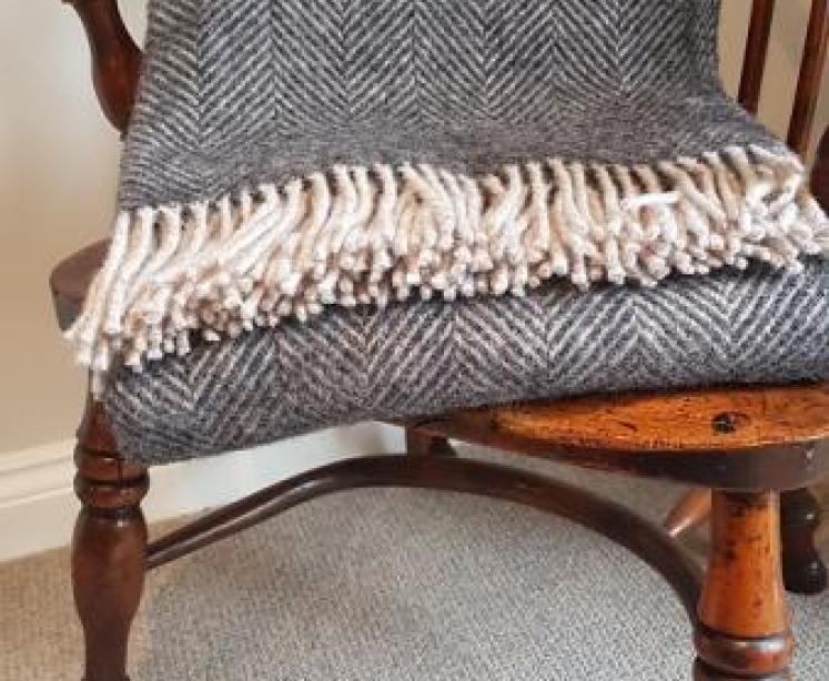 Tweedmill Herringbone Charcoal & Silver Throw  - Image 1