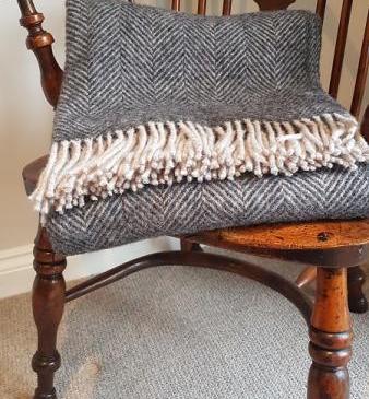 Tweedmill Herringbone Charcoal & Silver Throw 