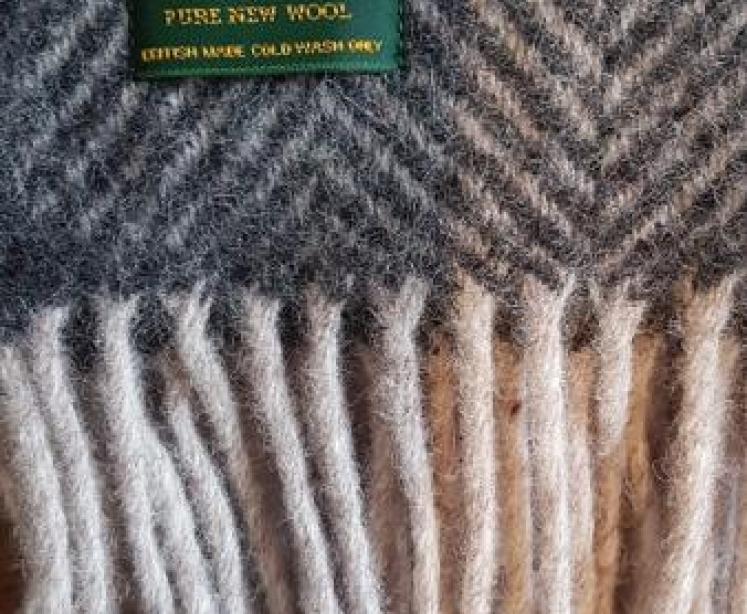 Tweedmill Herringbone Charcoal & Silver Throw  - Image 2