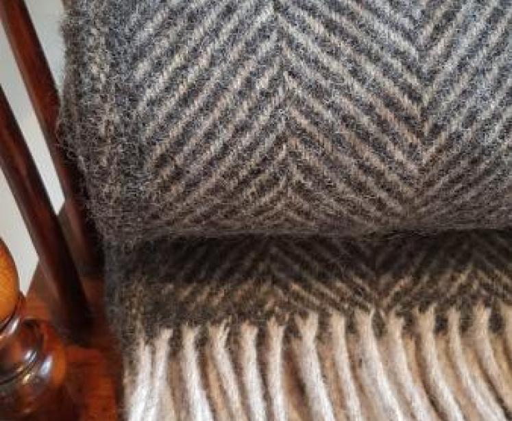 Tweedmill Herringbone Charcoal & Silver Throw  - Image 3