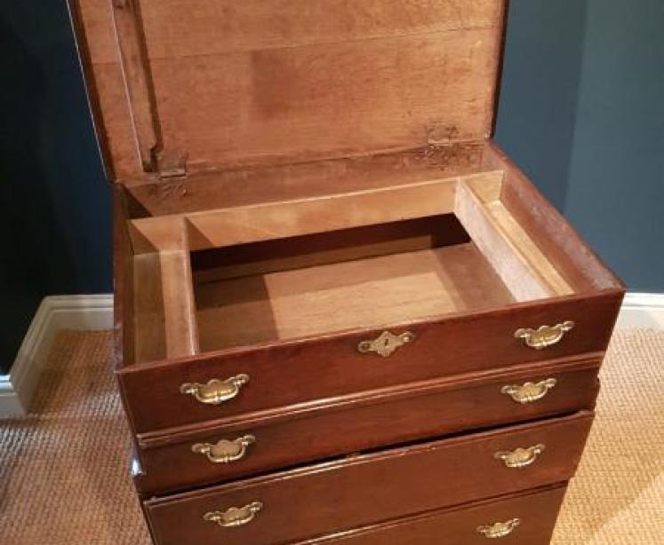 George I Period Antique Oak Silver Chest - Image 5