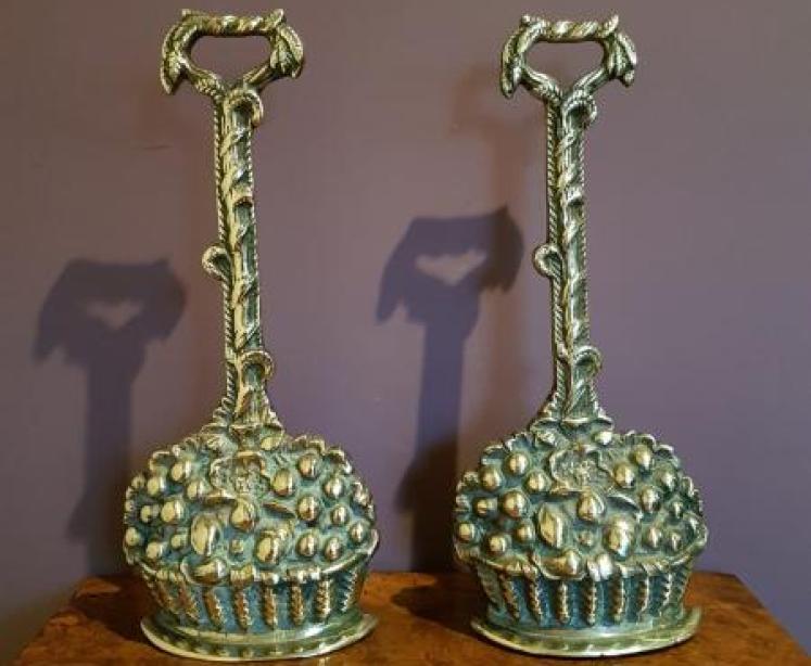 Pair Victorian Country House Cast Brass Door Stops - Image 1
