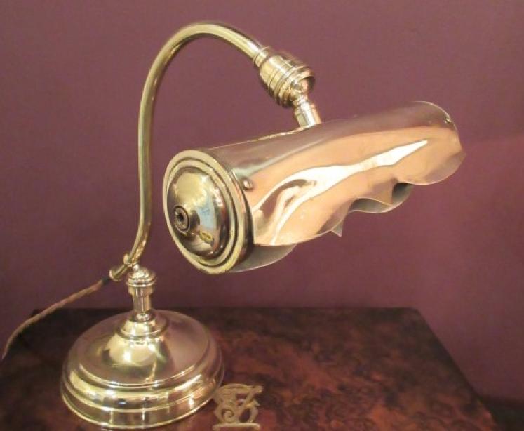 Antique Polished Brass Adjustable Desk Lamp - Image 1