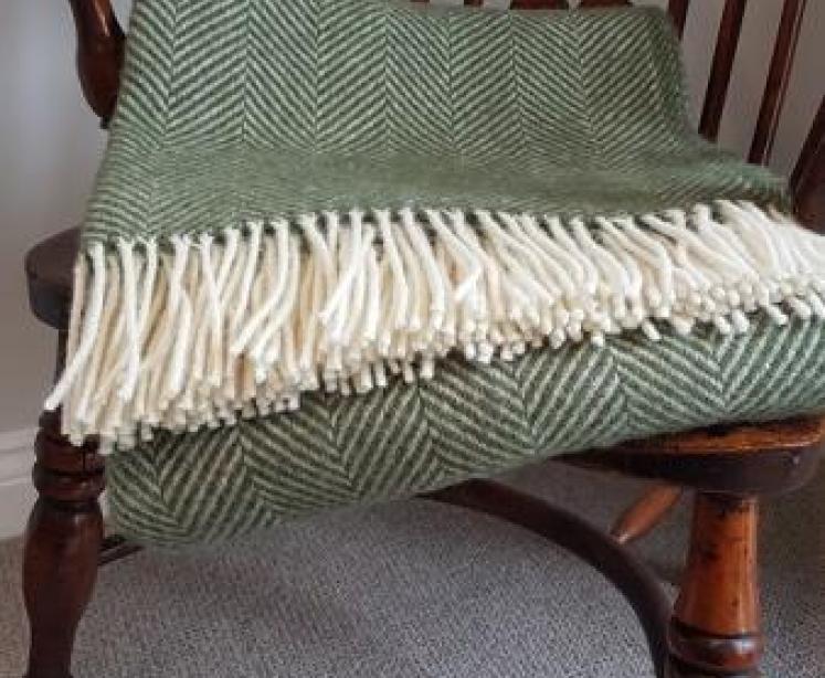 Tweedmill Fishbone Olive Throw  - Image 1