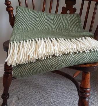 Tweedmill Fishbone Olive Throw 
