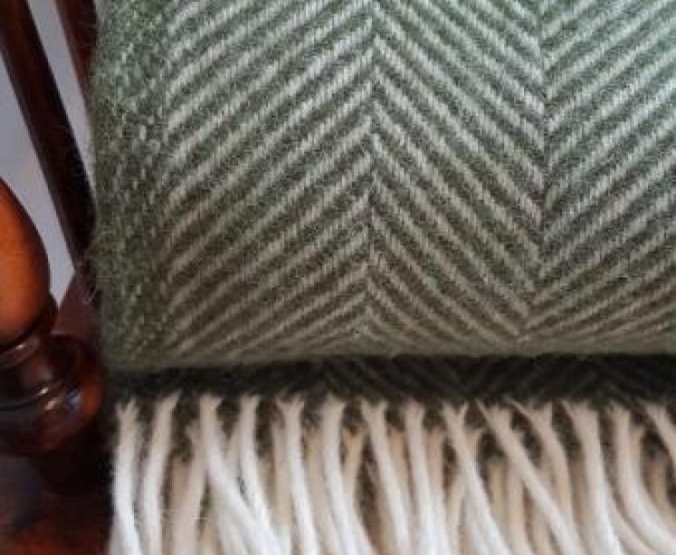 Tweedmill Fishbone Olive Throw  - Image 3