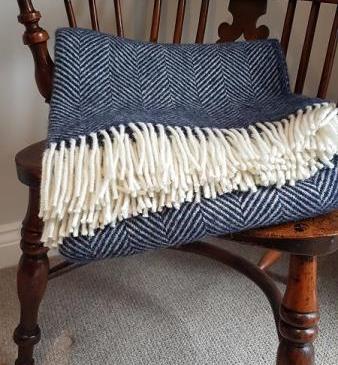 Tweedmill Fishbone Navy Throw 