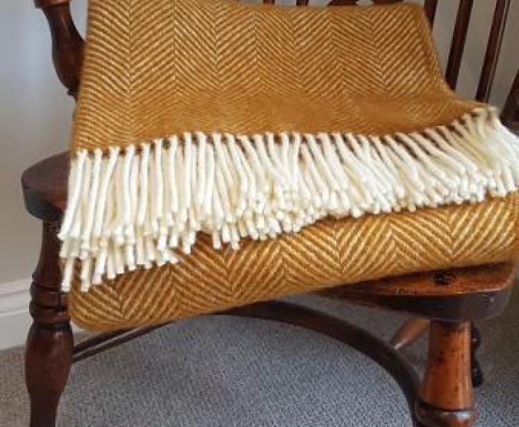 Tweedmill Fishbone English Mustard Throw  - Image 1