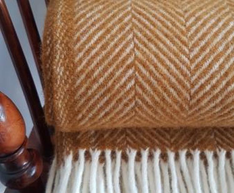 Tweedmill Fishbone English Mustard Throw  - Image 3