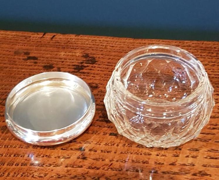 Edwardian Silver & Turquoise Enamel Top Dressing Table Jar - Image 2