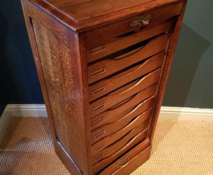 Edwardian Solid Oak File Cabinet - Image 4
