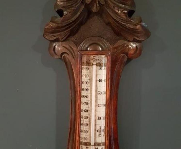 Superb Small Banjo Barometer with Skeletonised Movement - Image 2