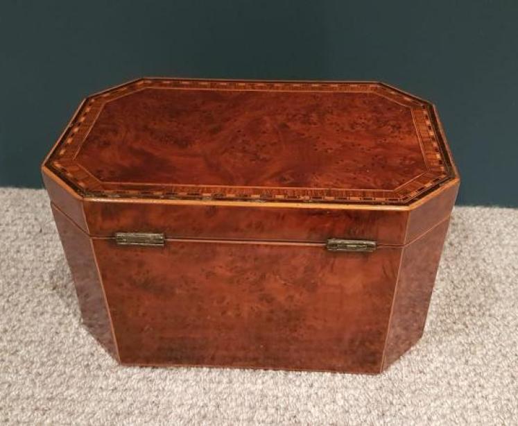 Superb Antique Regency Burr Yew Tea Caddy - Image 4