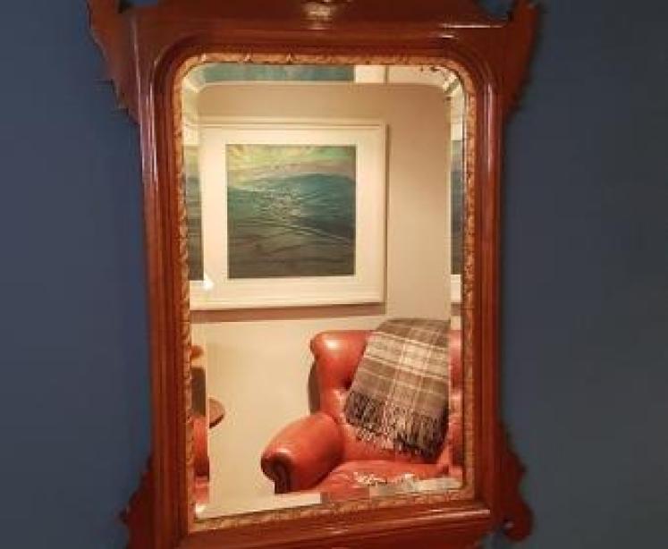 Antique Mahogany Sheraton Inlaid Wall Mirror - Image 1