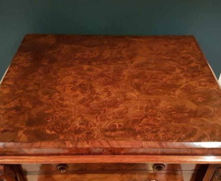 Early Victorian Burr Walnut Secretaire Wellington Chest - Image 3