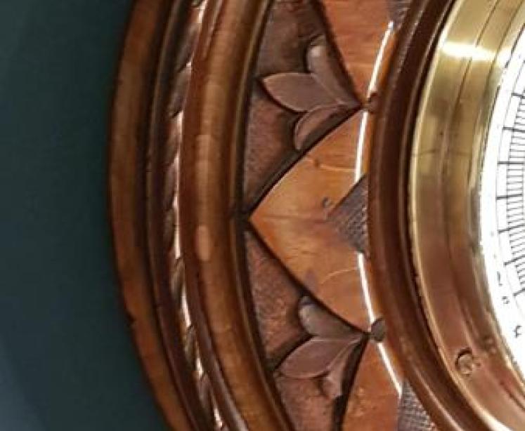 Victorian Carved Walnut Aneroid Barometer with  Silvered Dial - Image 4
