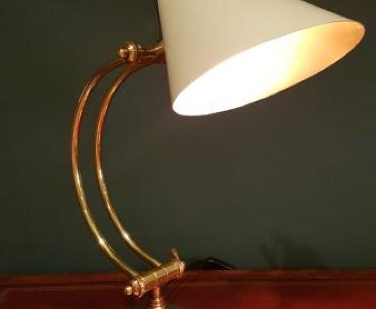 Retro Brass and Grey Metal Shade Desk Lamp OUT OF STOCK - Image 2