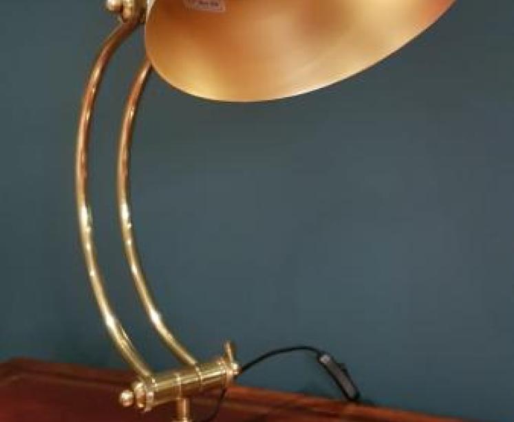 Retro Brass and Grey Metal Shade Desk Lamp OUT OF STOCK - Image 3