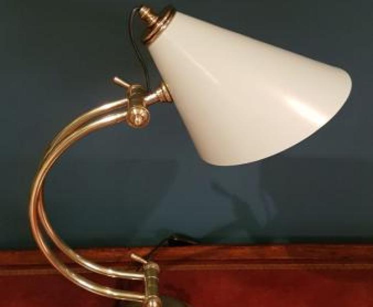 Retro Brass and Grey Metal Shade Desk Lamp OUT OF STOCK - Image 7