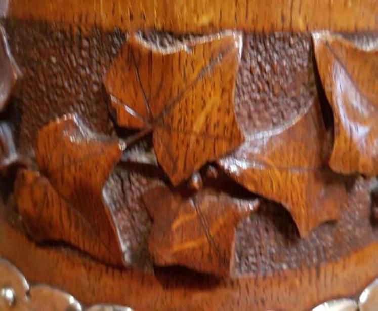 Large Antique Carved Oak and Silver Plate Loving Cup - Image 5